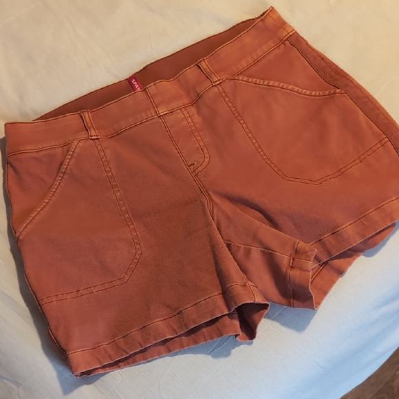SPANX Pants - Spanx Womens Medium Tummy Control Shorts Red Clay Color Stretch Waist Khaki